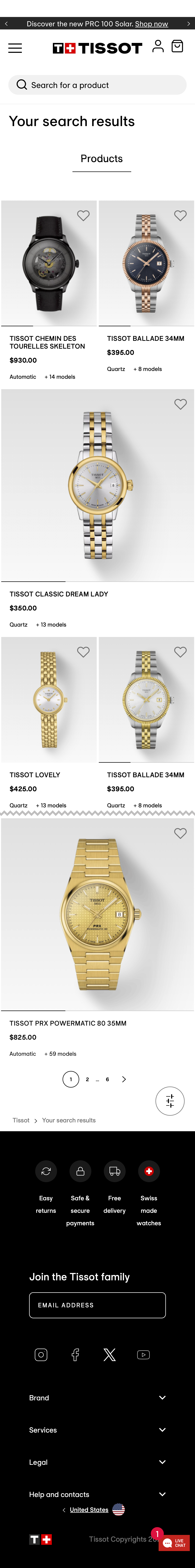 Mobile screenshot of Tissot