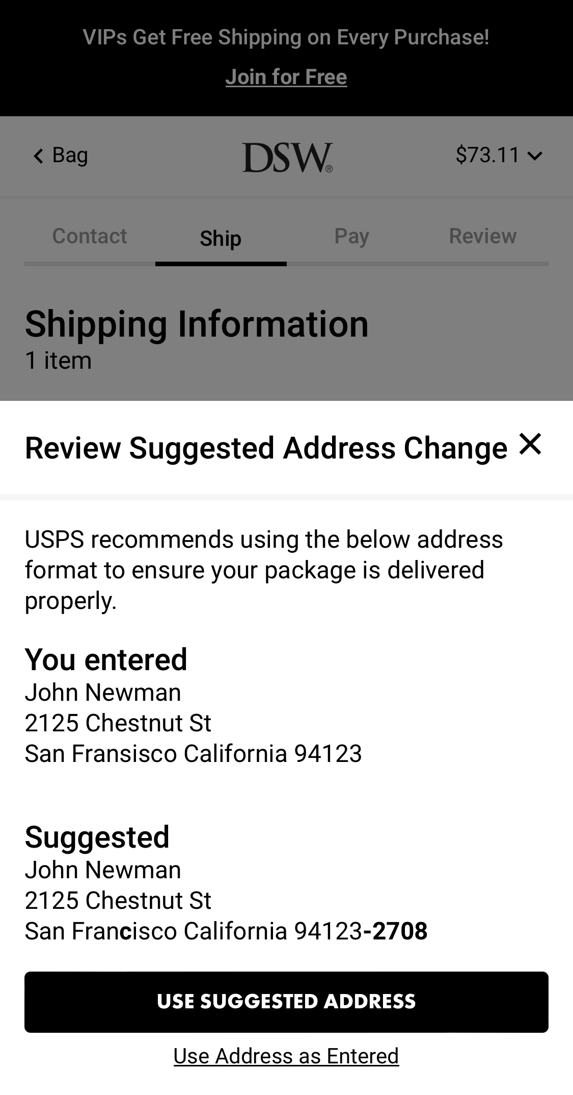 Mobile screenshot of DSW