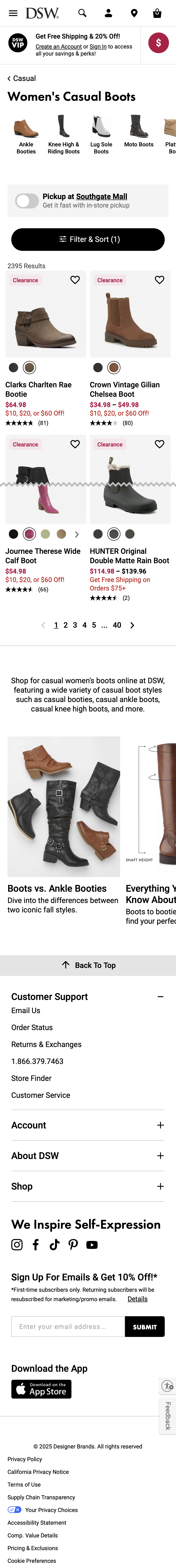 Mobile screenshot of DSW