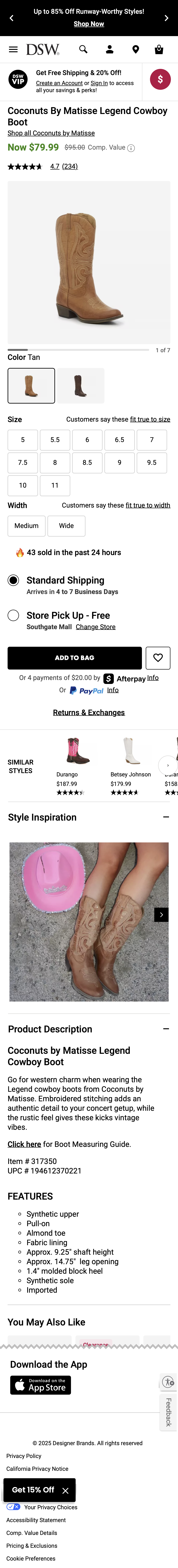 Mobile screenshot of DSW