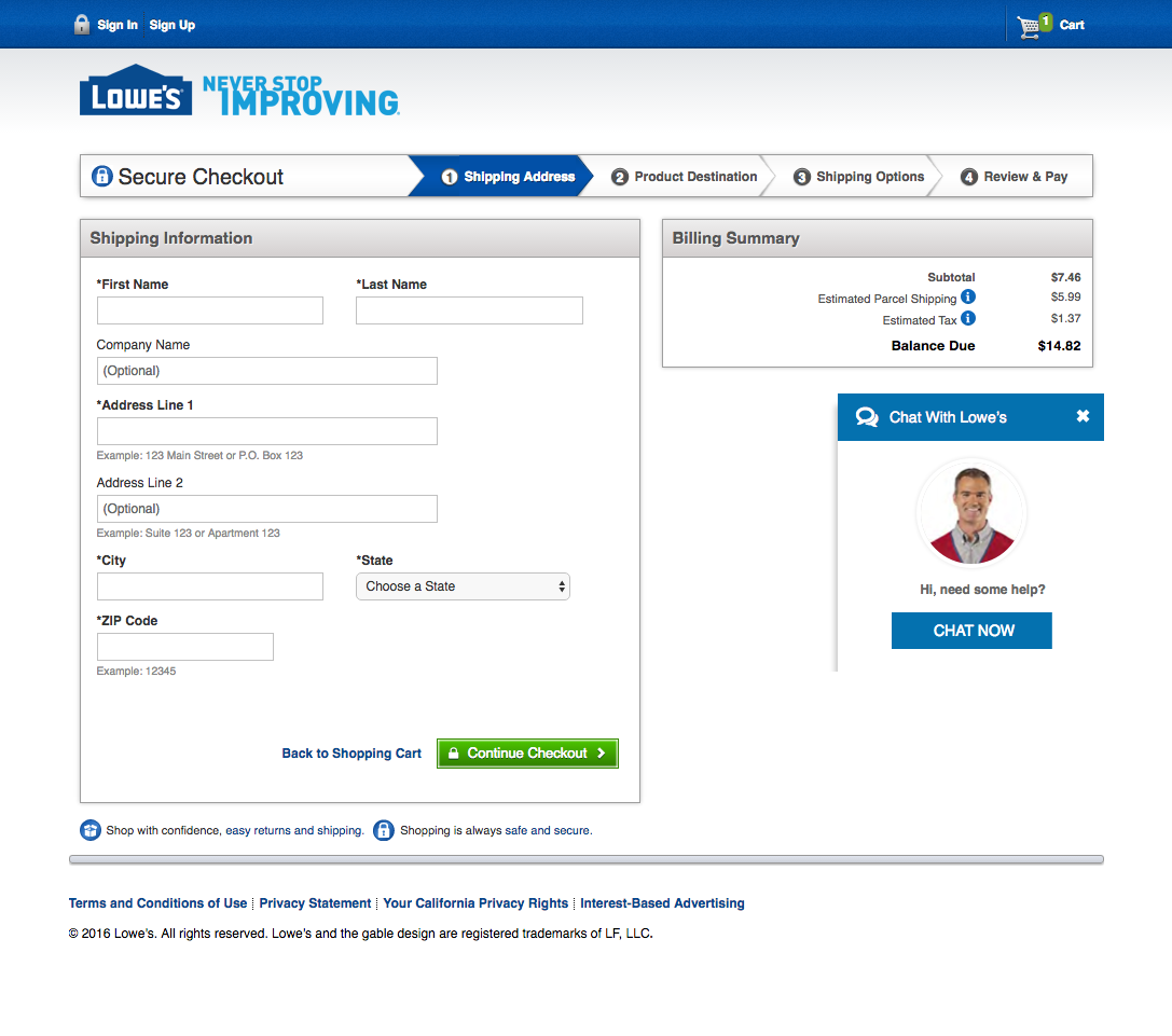 Desktop screenshot of Lowe’s