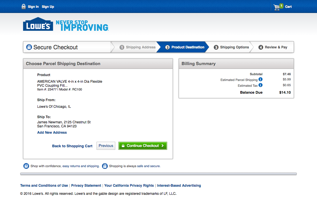 Desktop screenshot of Lowe’s