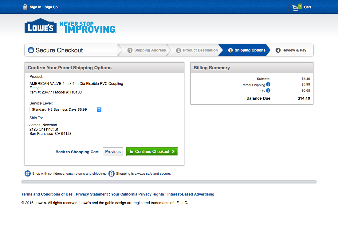 Desktop screenshot of Lowe’s