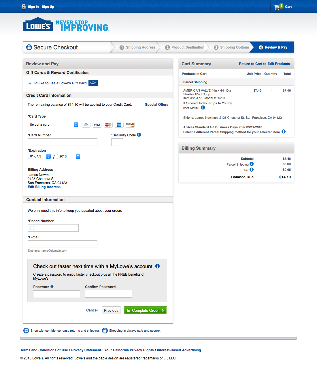 Desktop screenshot of Lowe’s