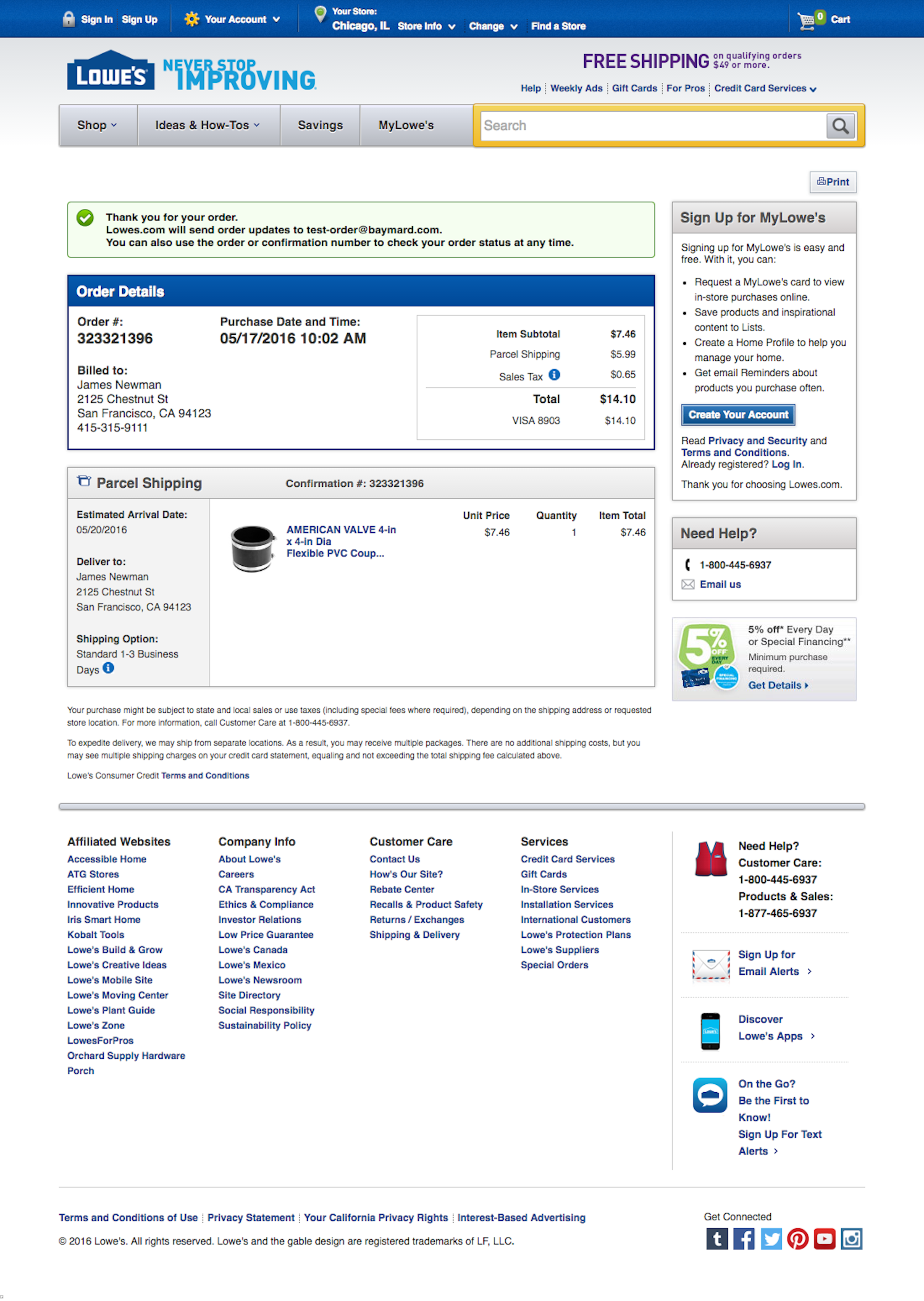 Lowe s Receipt Order Confirmation 429 Of 504 Receipt Order Confirmation Examples Baymard