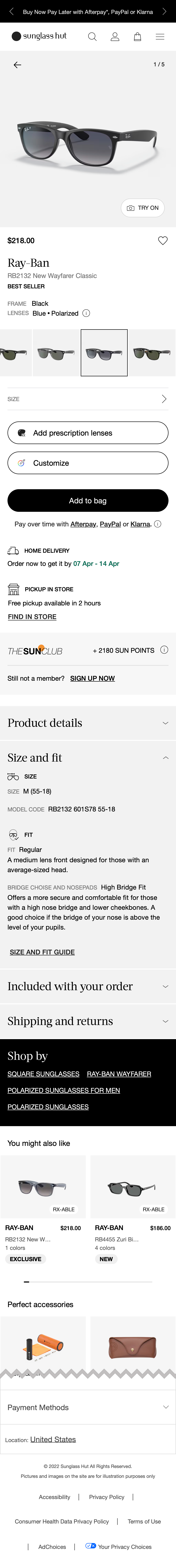 Mobile screenshot of Sunglass Hut