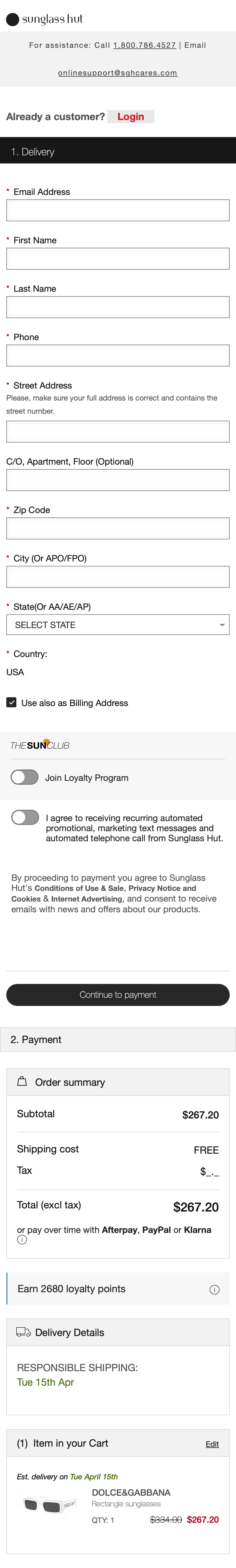 Mobile screenshot of Sunglass Hut