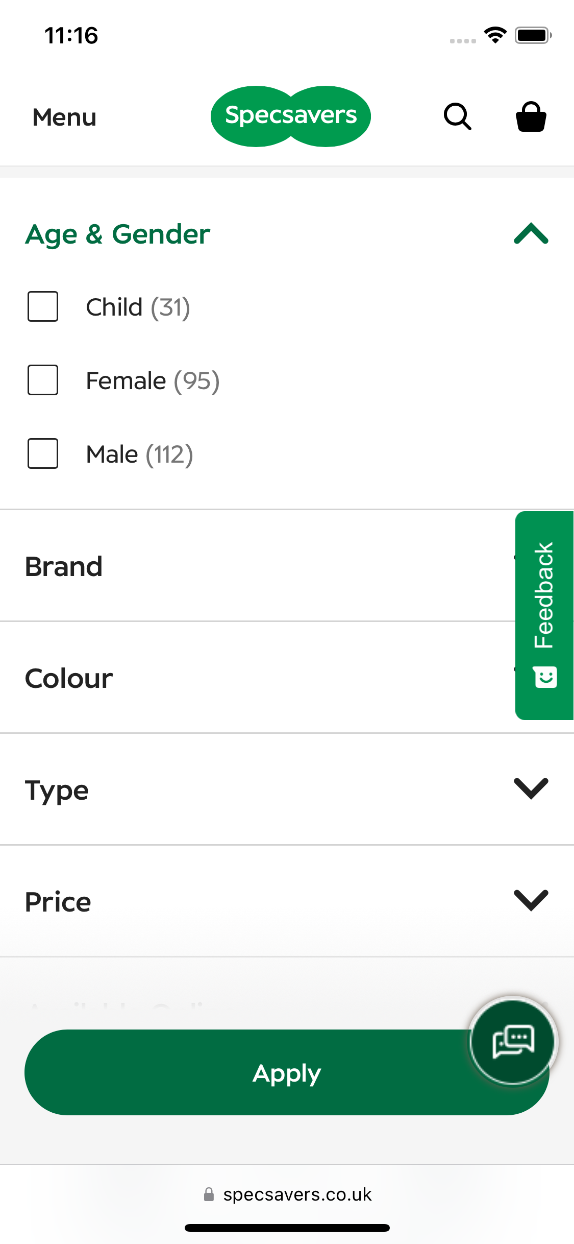 Mobile screenshot of Specsavers