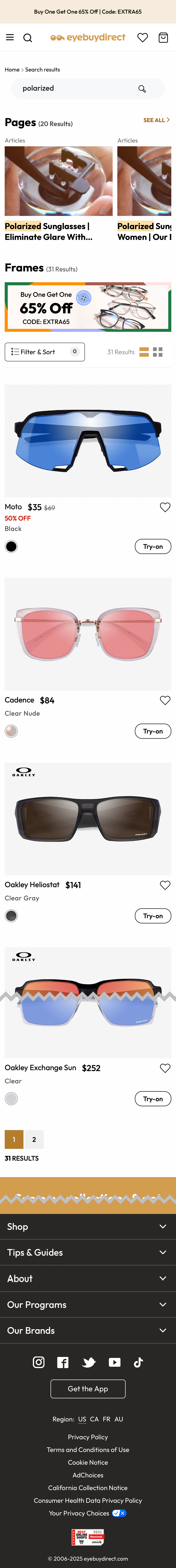 Mobile screenshot of EyeBuyDirect
