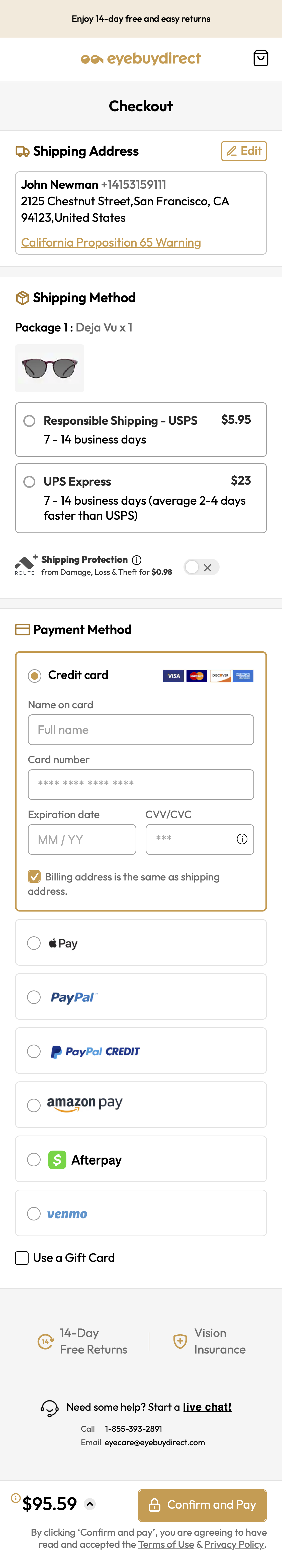 Mobile screenshot of EyeBuyDirect