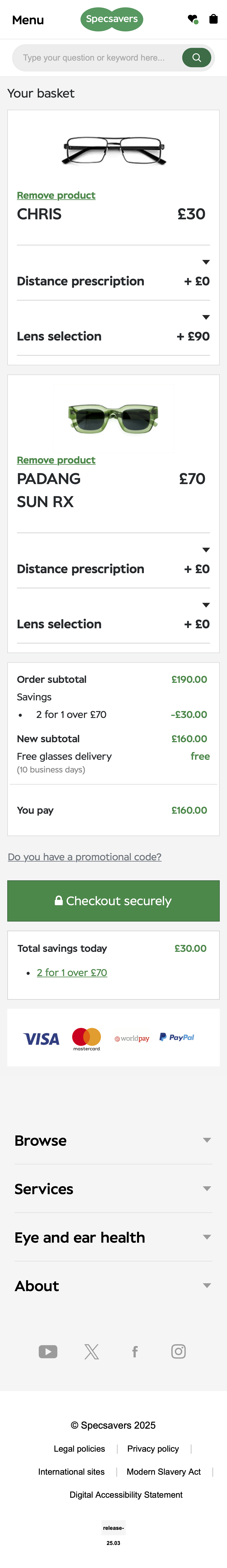 Mobile screenshot of Specsavers