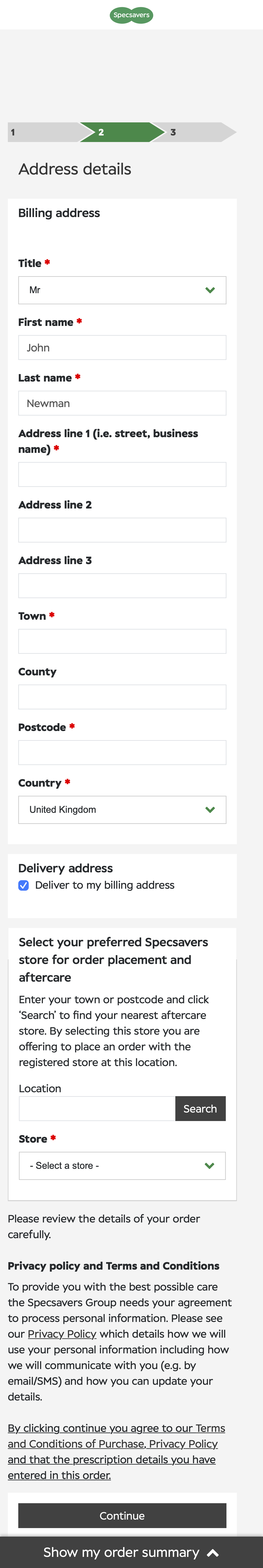 Mobile screenshot of Specsavers