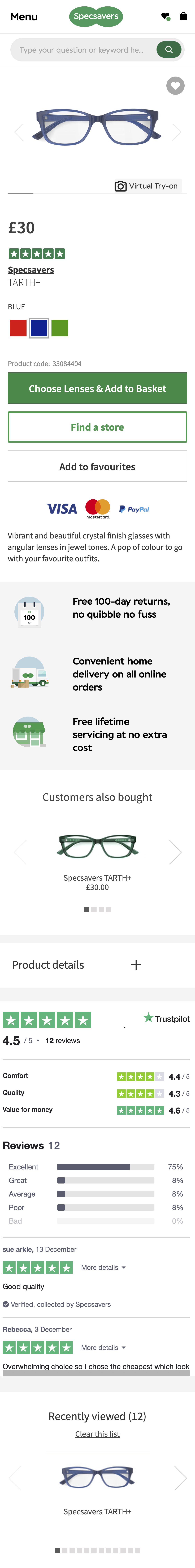 Mobile screenshot of Specsavers
