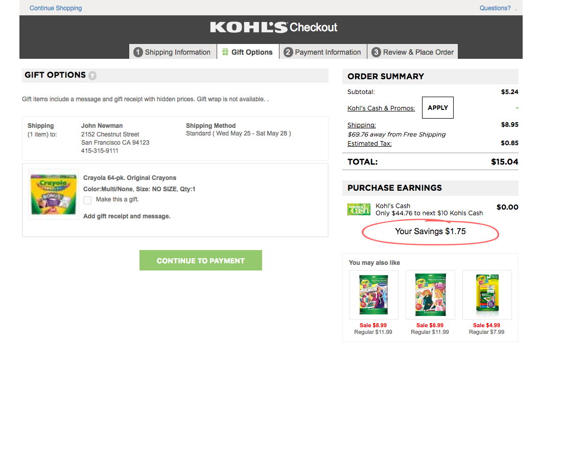 Desktop screenshot of Kohl’s