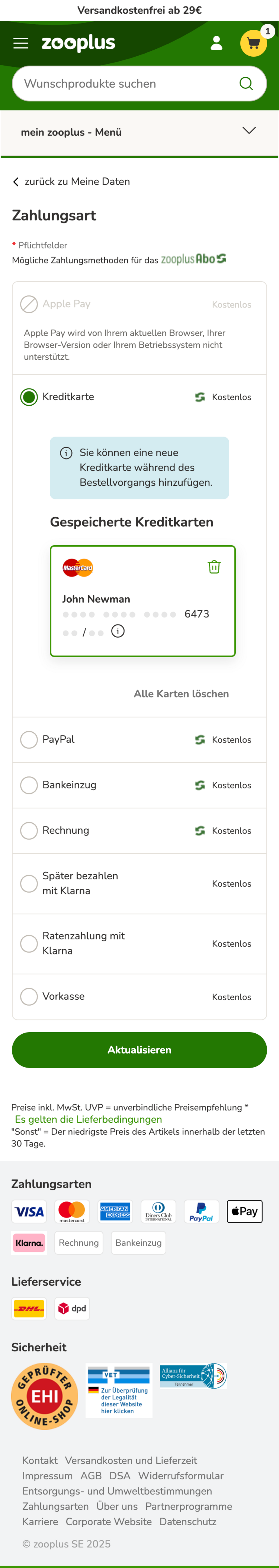 Mobile screenshot of Zooplus