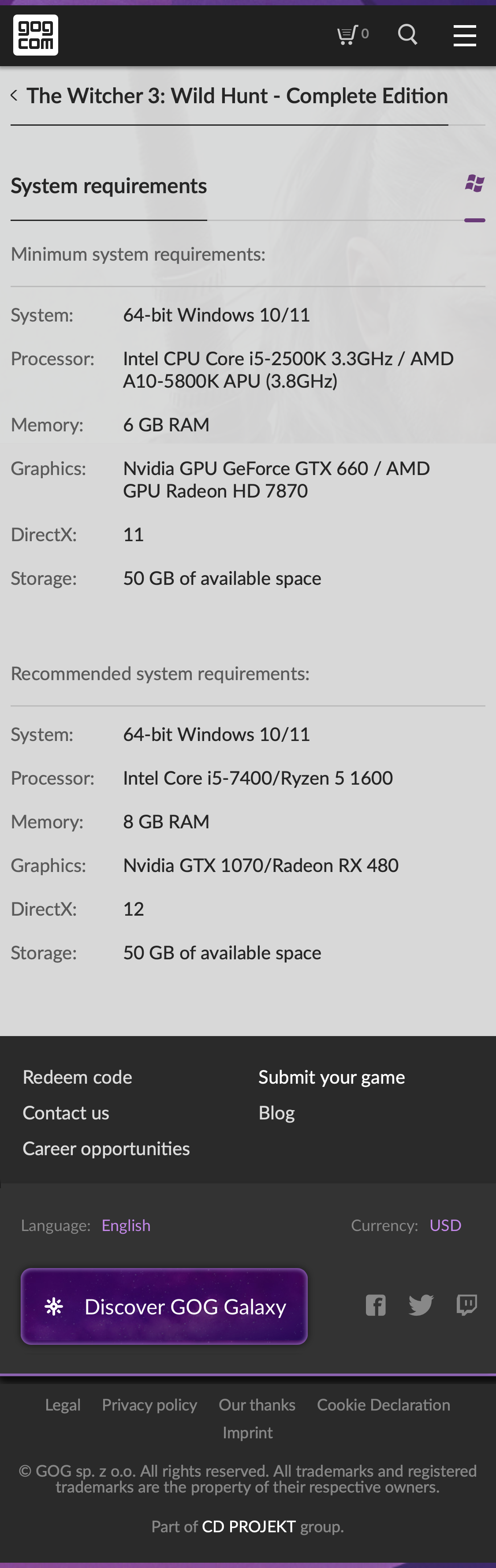 Mobile screenshot of GOG