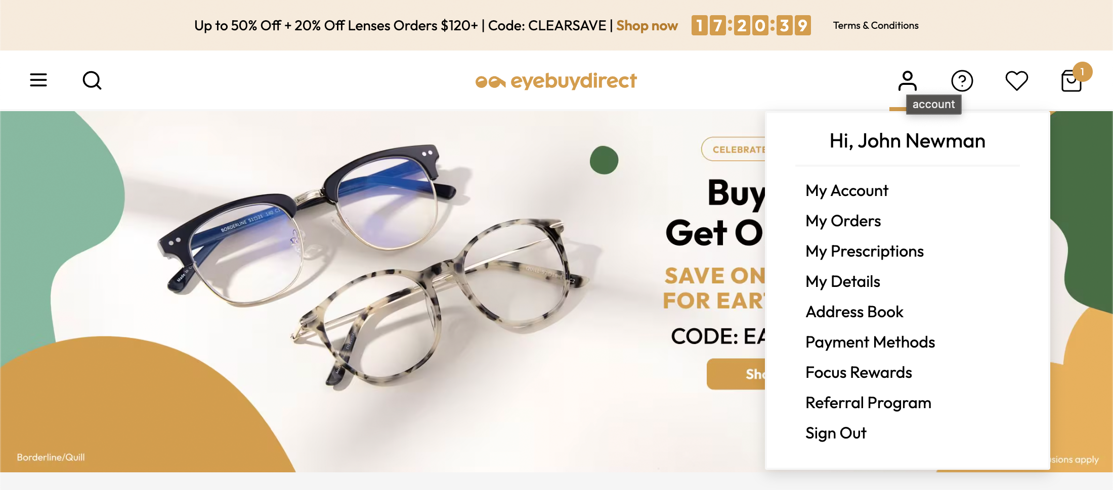 Desktop screenshot of EyeBuyDirect