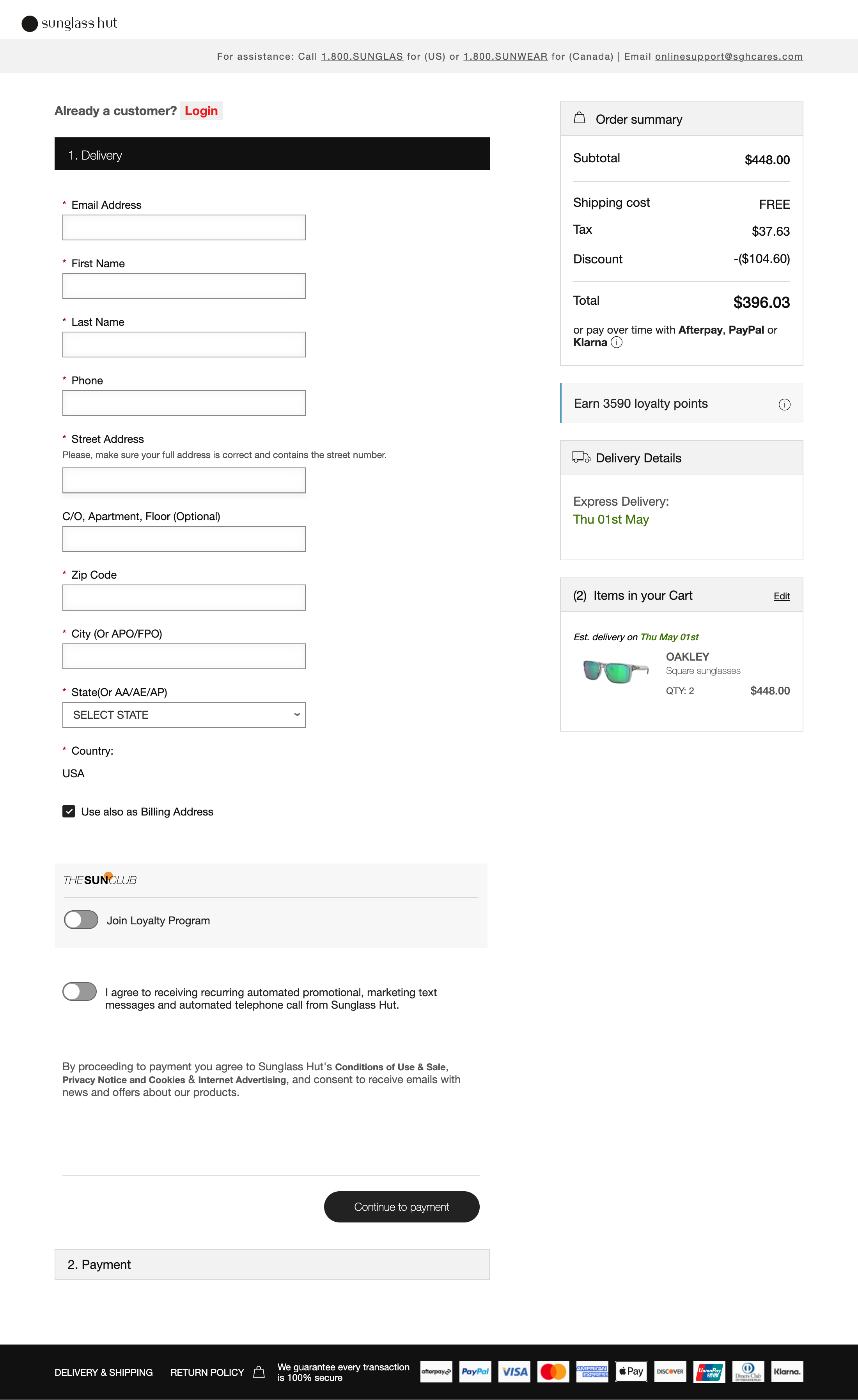 Desktop screenshot of Sunglass Hut