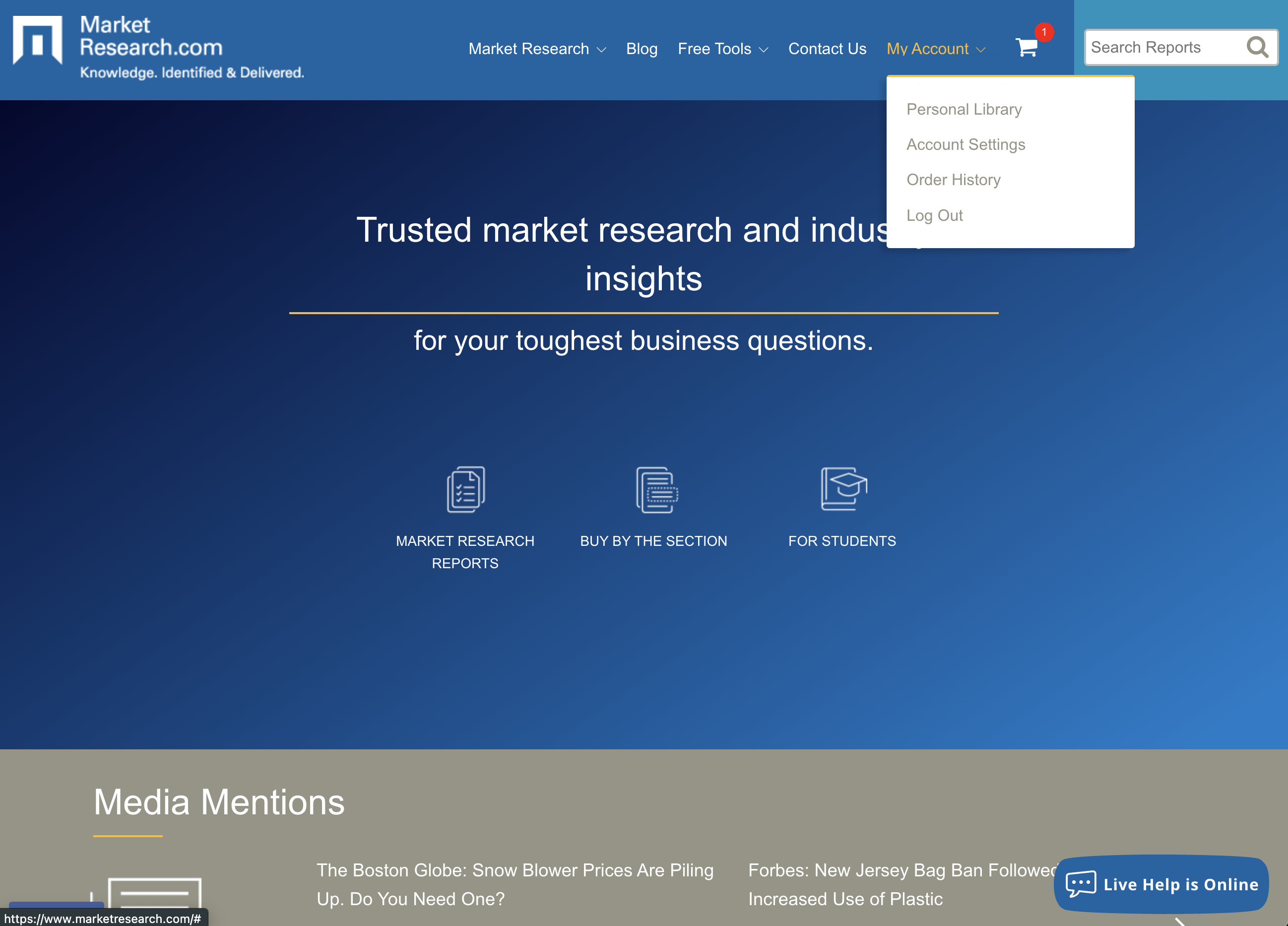 Desktop screenshot of Market Research