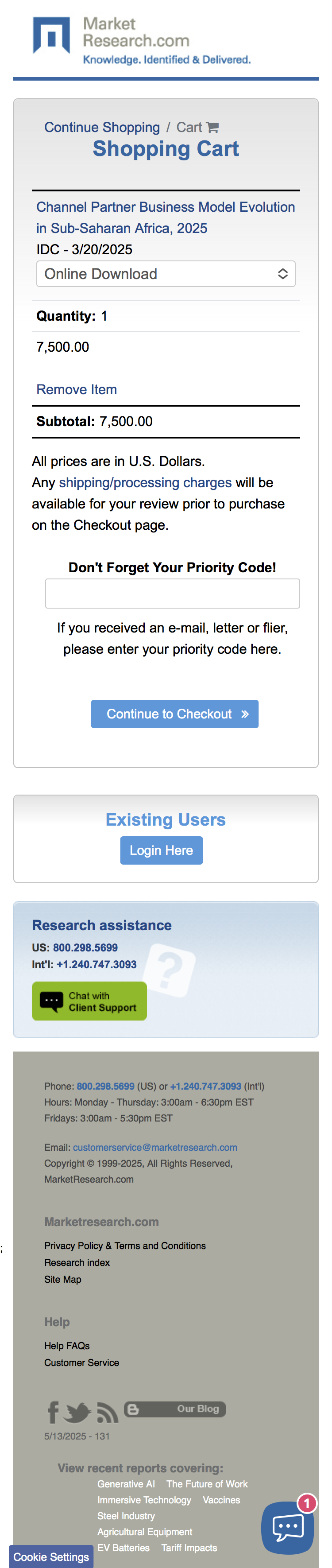 Mobile screenshot of Market Research