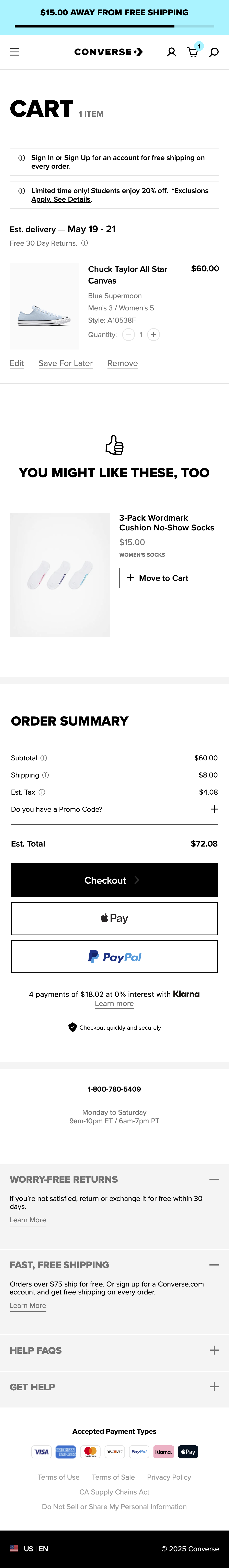 Mobile screenshot of Converse