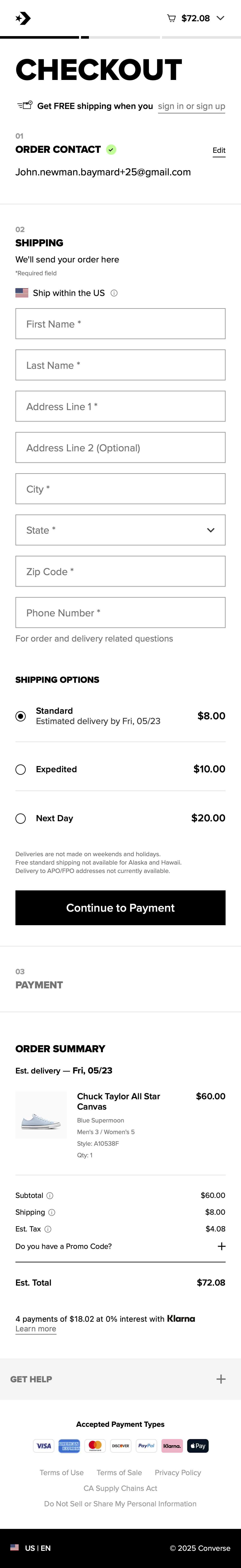 Mobile screenshot of Converse