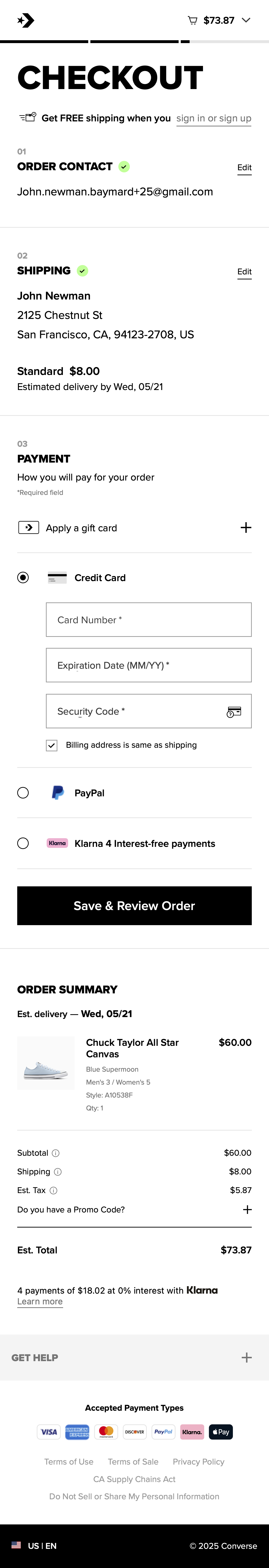 Mobile screenshot of Converse