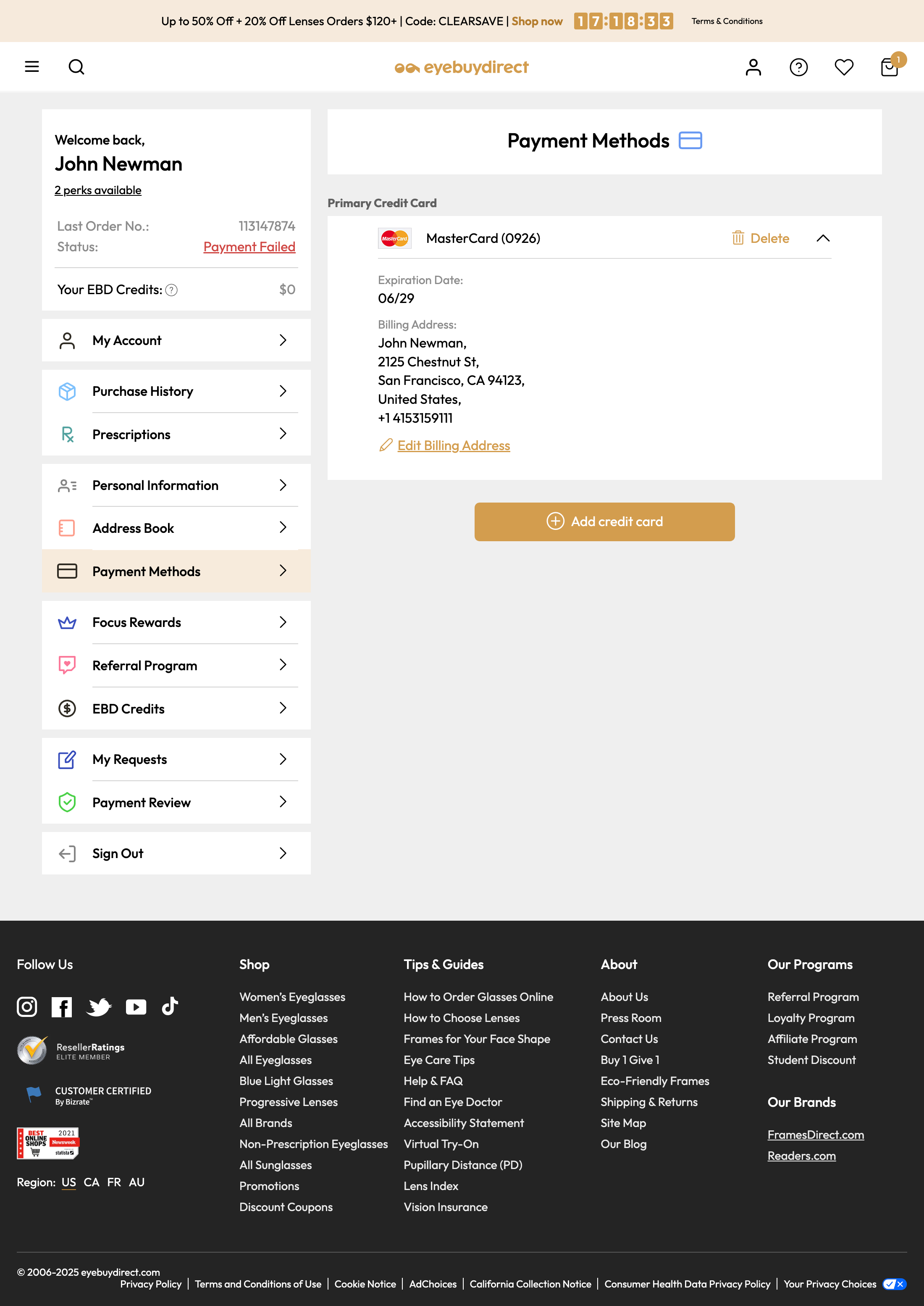 Desktop screenshot of EyeBuyDirect