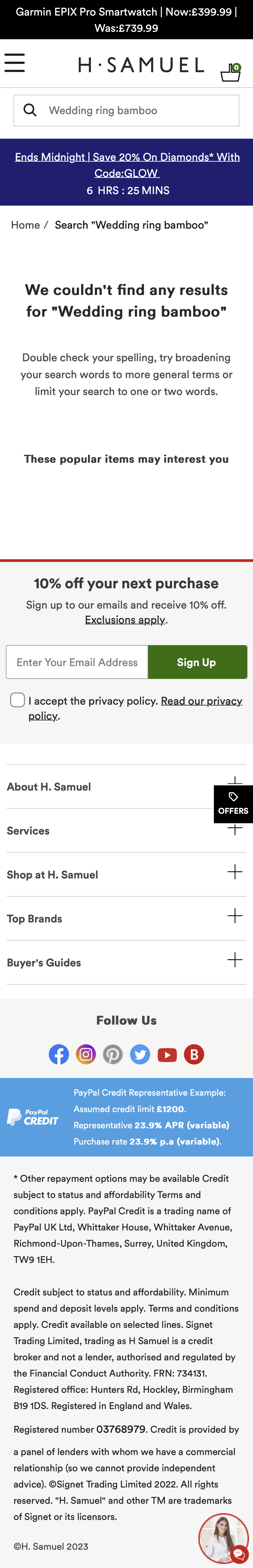 Mobile screenshot of H. Samuel