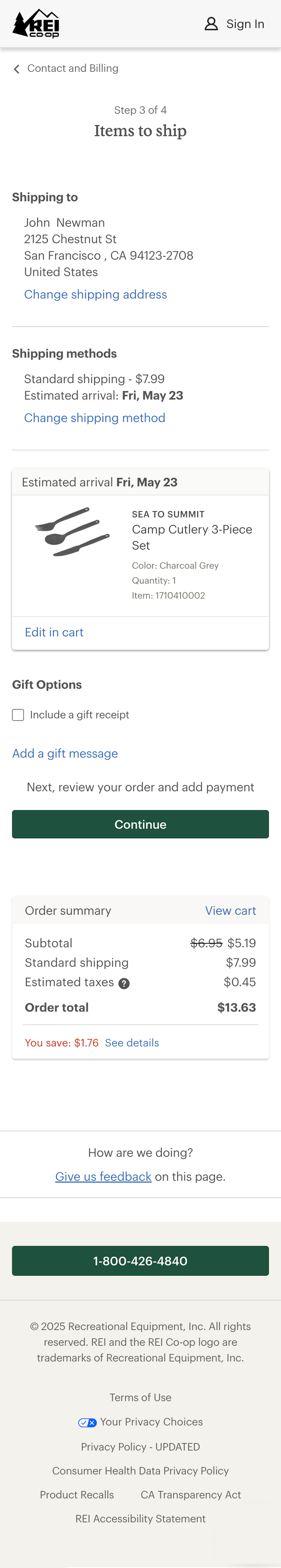 Mobile screenshot of REI