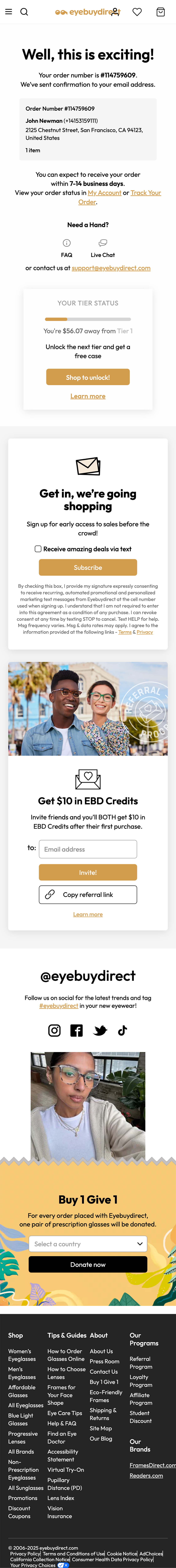 Mobile screenshot of EyeBuyDirect