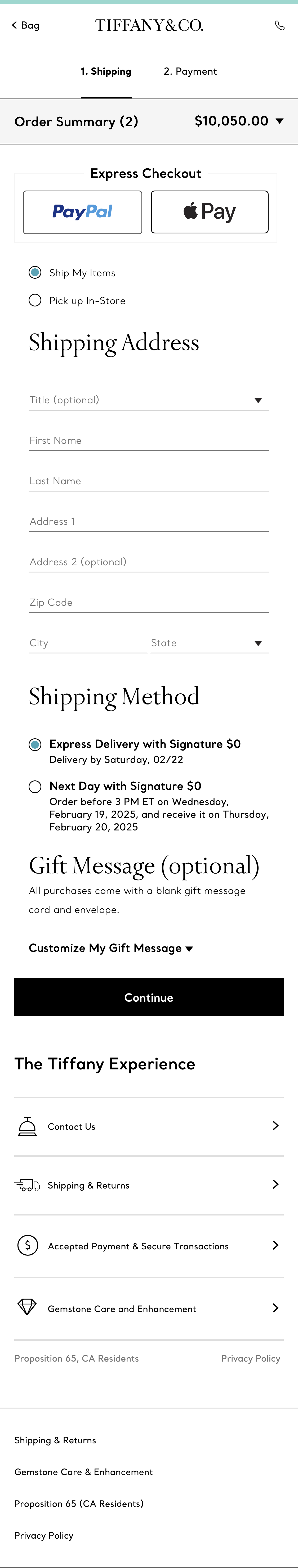 Mobile screenshot of Tiffany