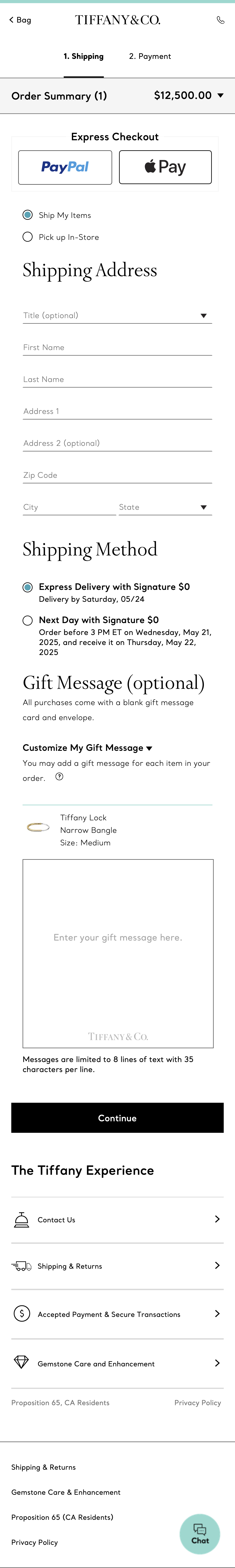 Mobile screenshot of Tiffany