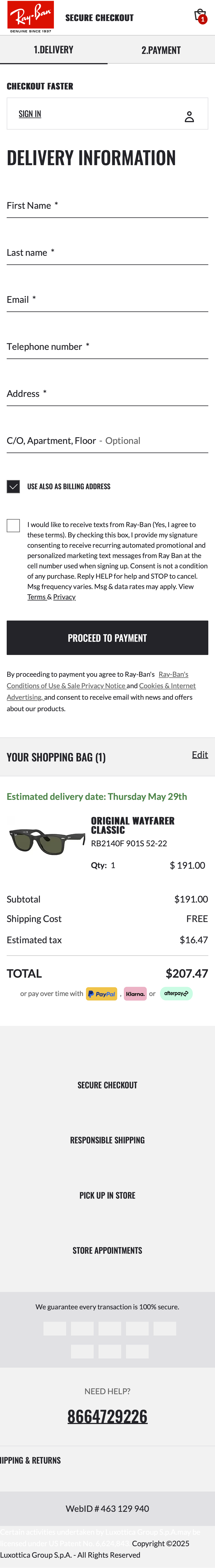 Mobile screenshot of Ray-Ban