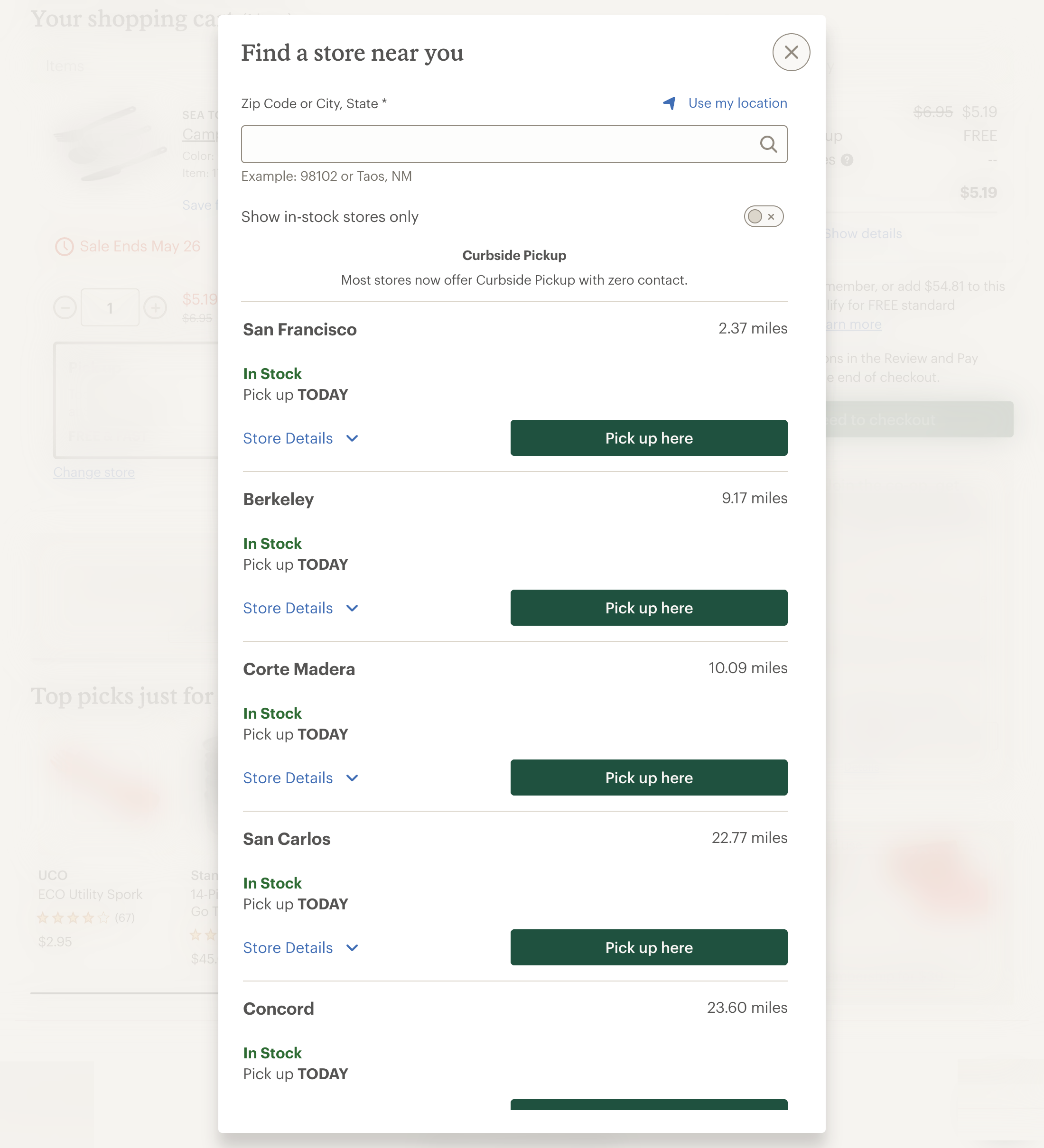 Desktop screenshot of REI