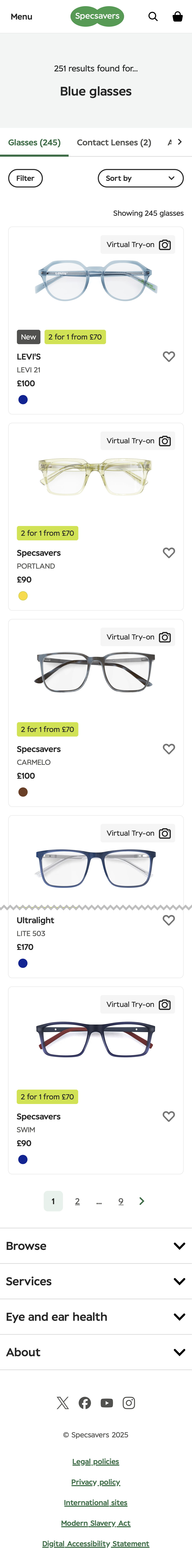 Mobile screenshot of Specsavers