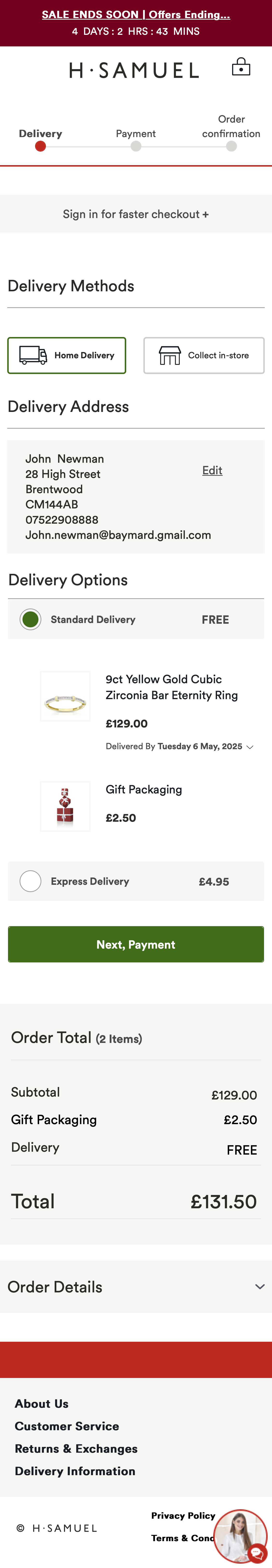 Mobile screenshot of H. Samuel