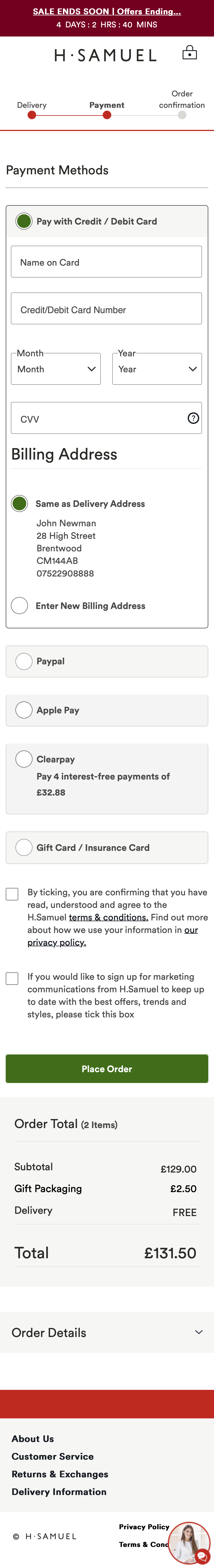 Mobile screenshot of H. Samuel