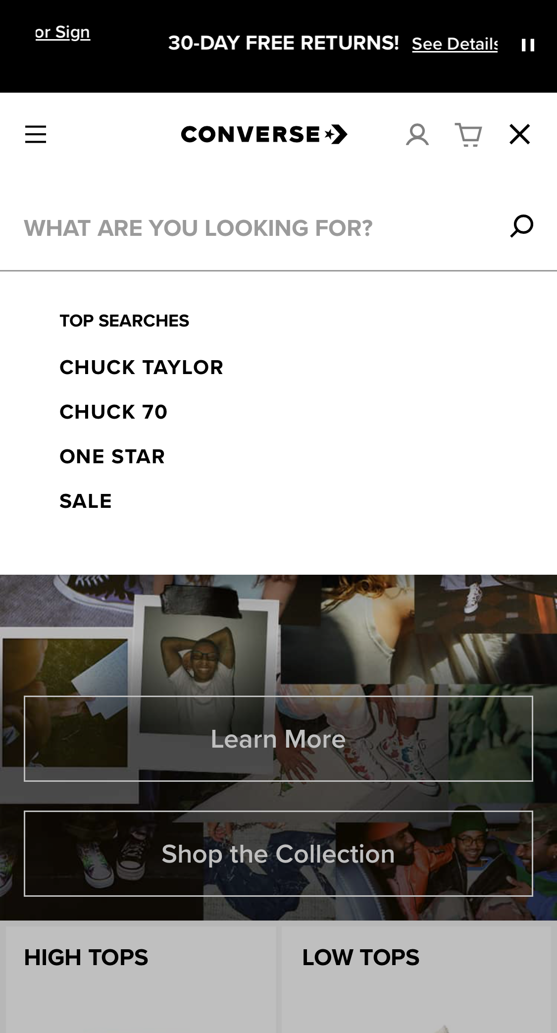 Mobile screenshot of Converse