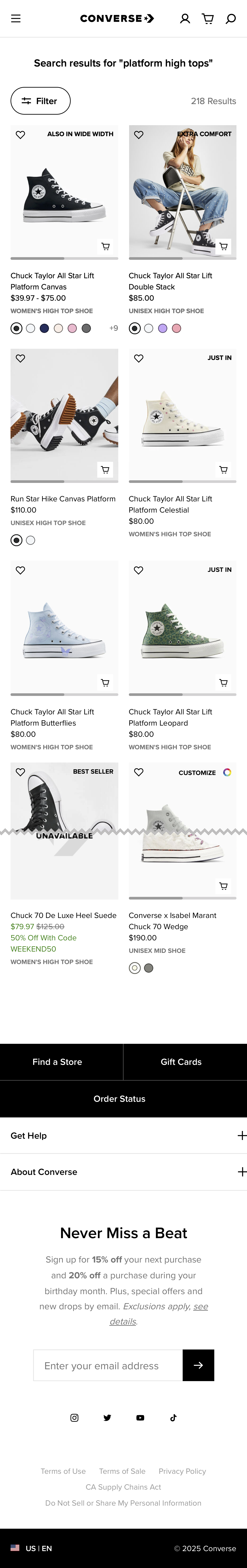 Mobile screenshot of Converse