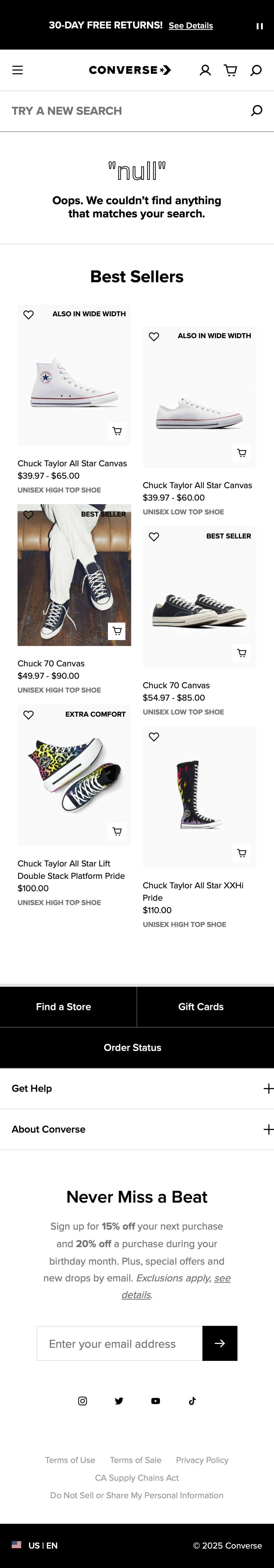 Mobile screenshot of Converse