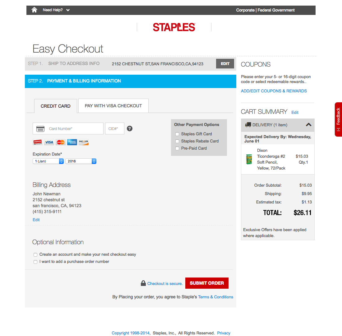Staples’ Review Order 405 of 557 Review Order Examples Baymard