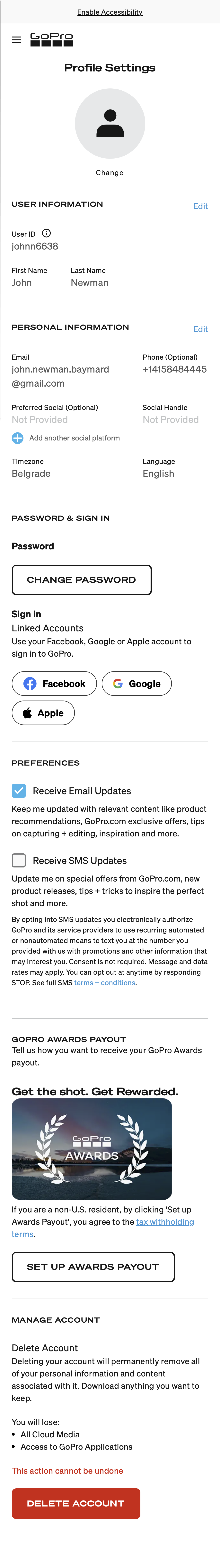 Mobile screenshot of GoPro