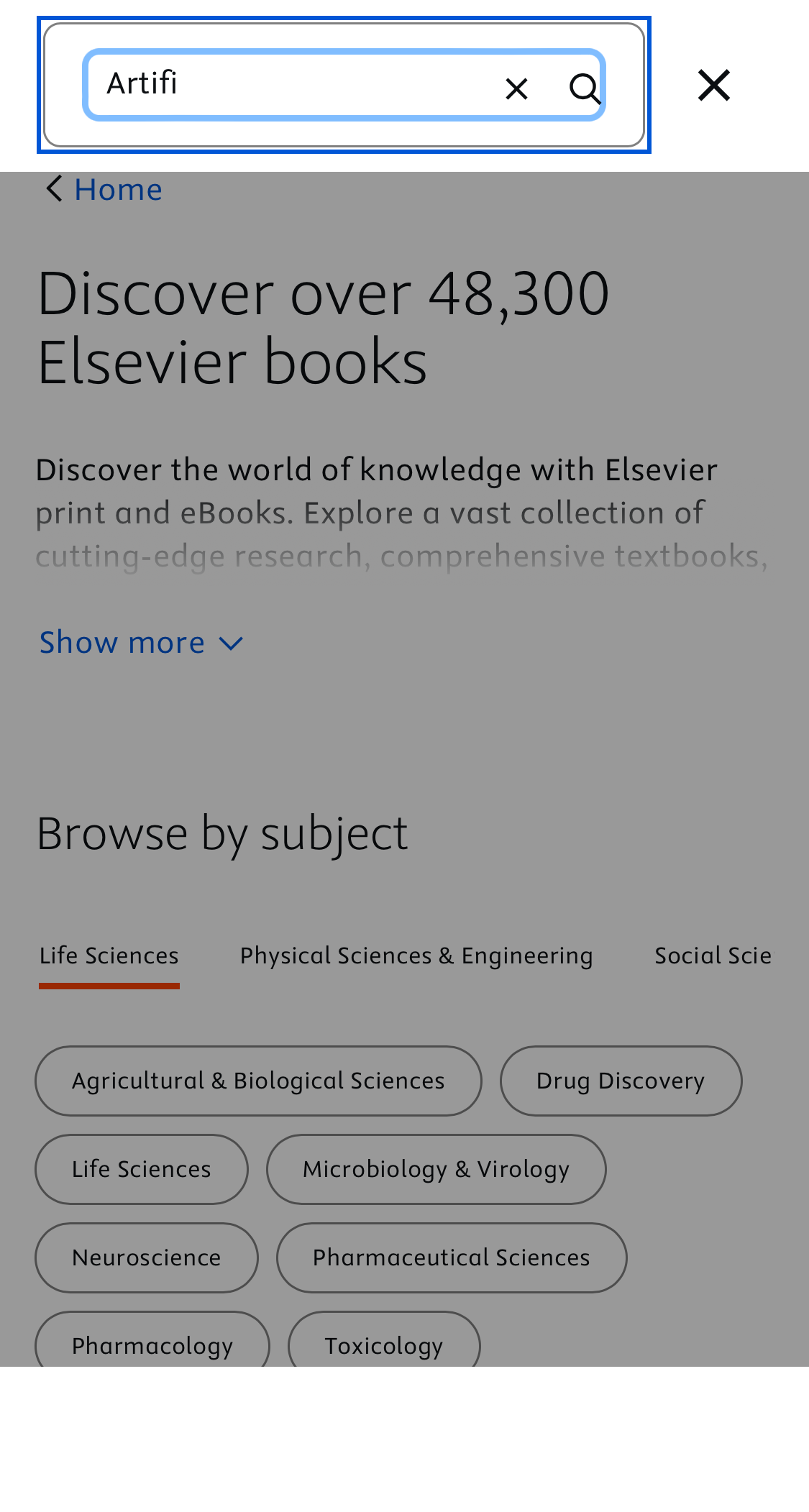 Mobile screenshot of Elsevier