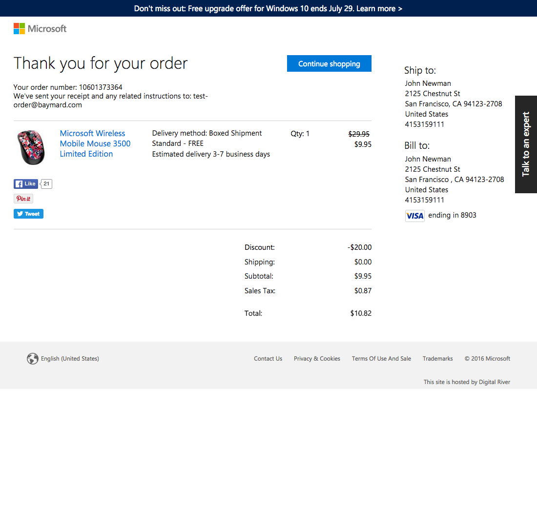Microsoft’s Receipt / Order Confirmation 622 of 656 Receipt / Order