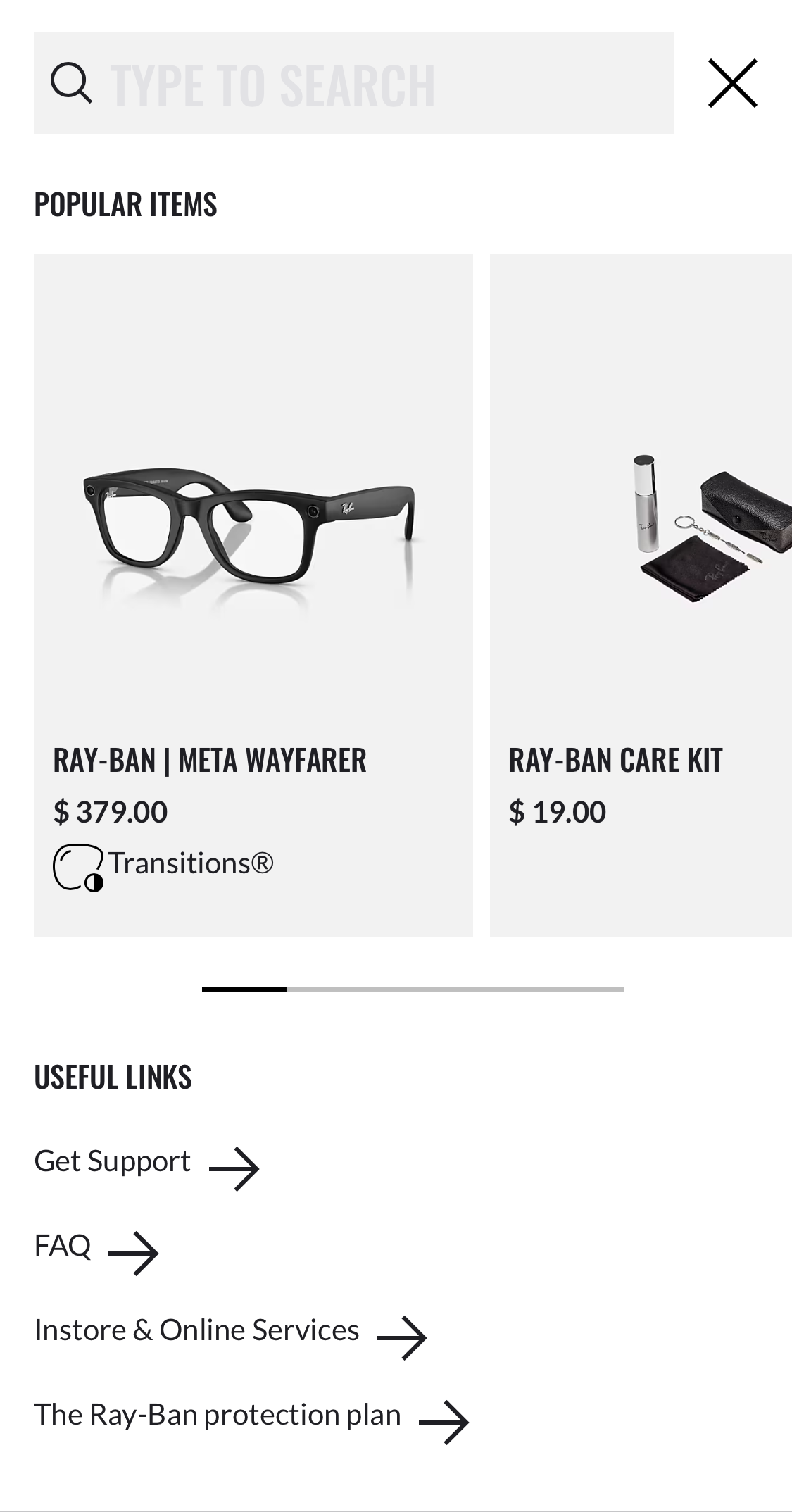 Mobile screenshot of Ray-Ban