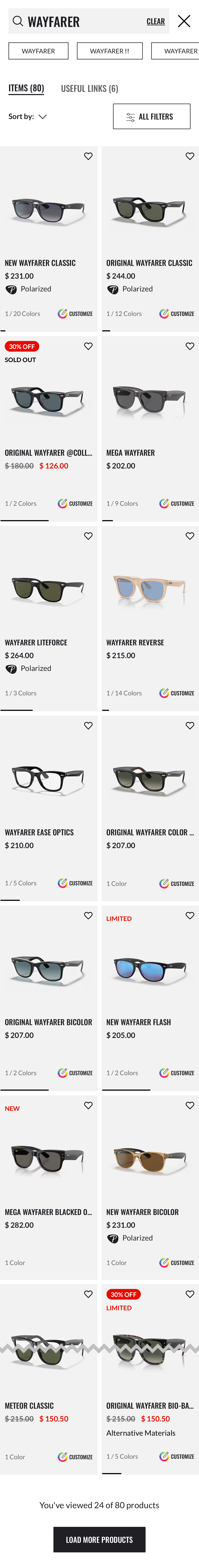 Mobile screenshot of Ray-Ban