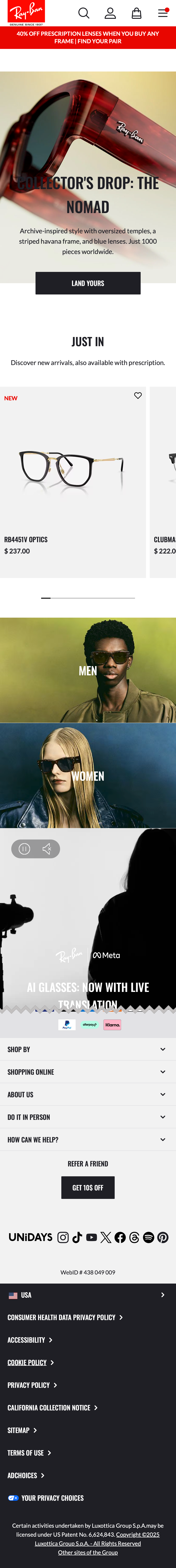 Mobile screenshot of Ray-Ban