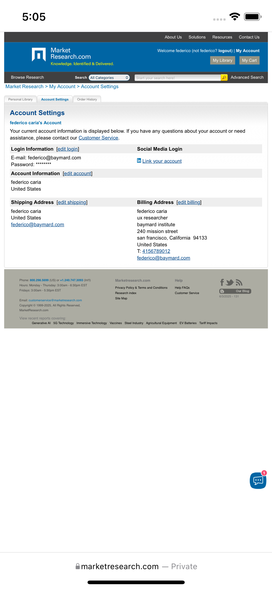 Mobile screenshot of Market Research
