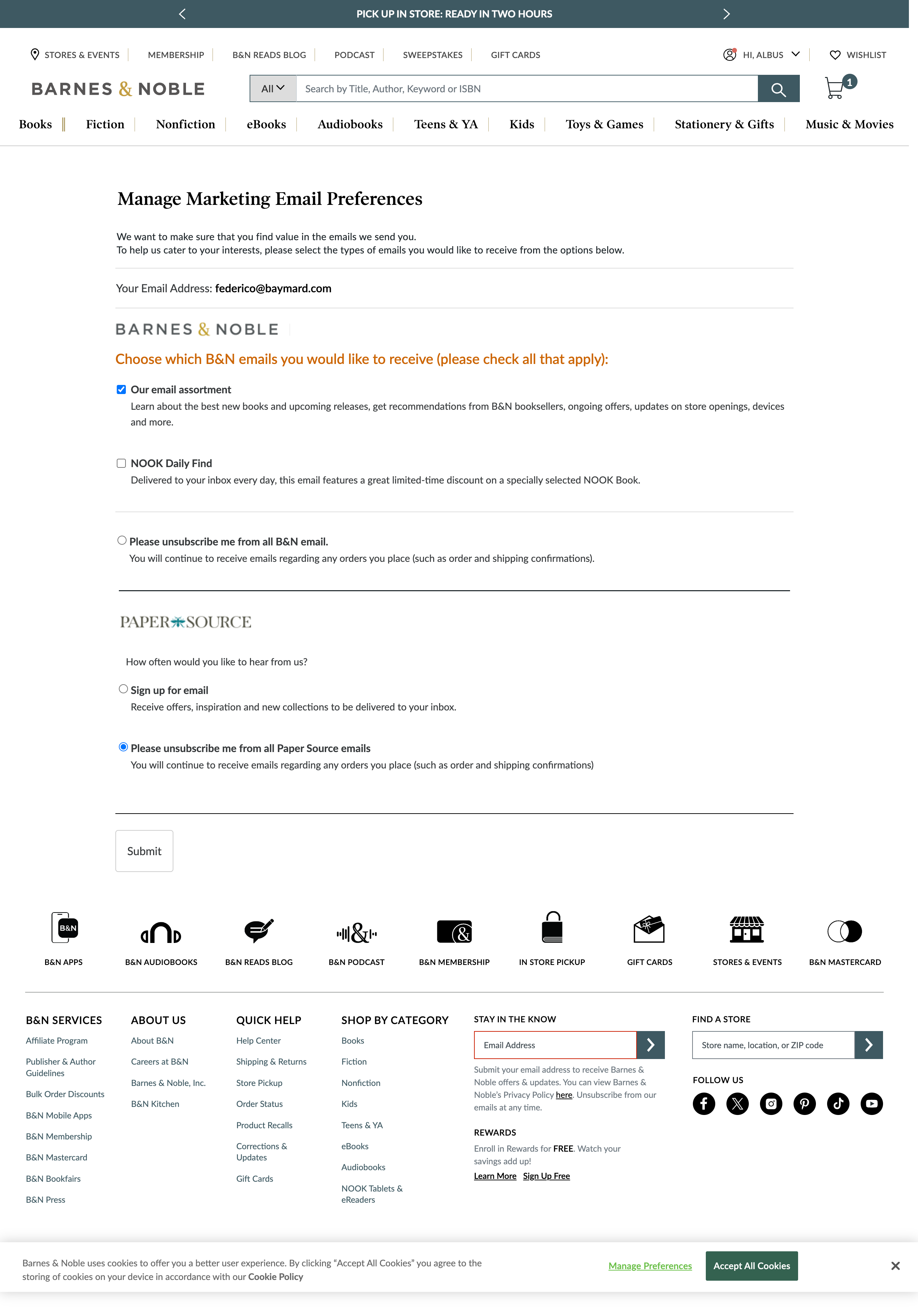 Desktop screenshot of Barnes &amp; Noble